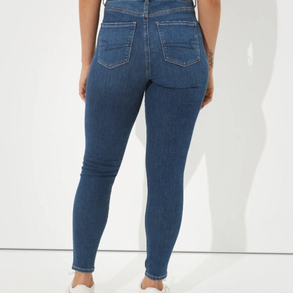 American Eagle Curvy Highest Rise Blue Denim Skinny Jeans Jegging - Picture 2 of 7